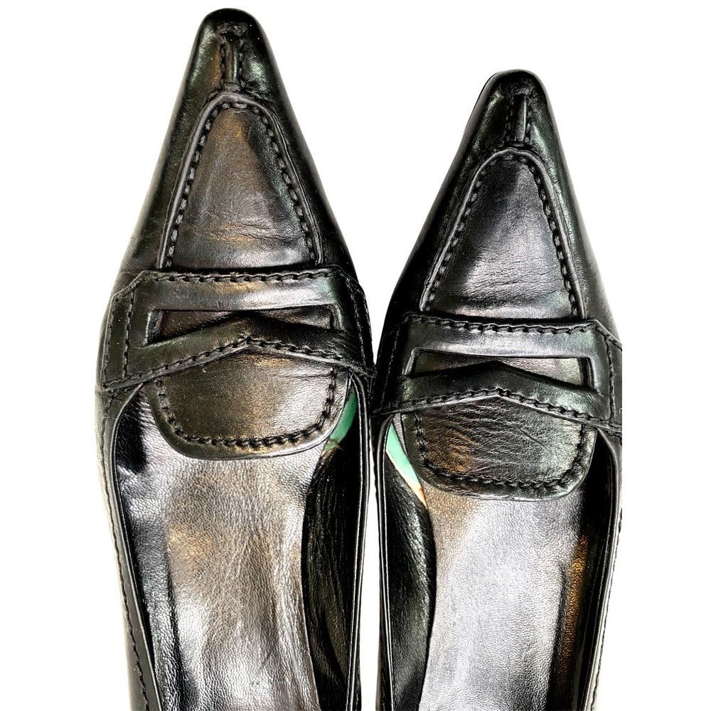 Prada High Heels Leather Pumps Size EU 37 US 6.5 Black Women Pointed Toe - Picture 8 of 10